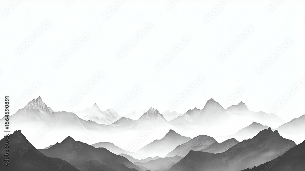 Fototapeta premium abstract grayscale mountain art, perfect for meditation and wellness themes