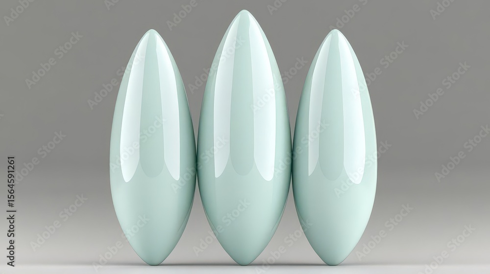 Three Teal Ovoid Forms Three Teal Ovoid Forms
