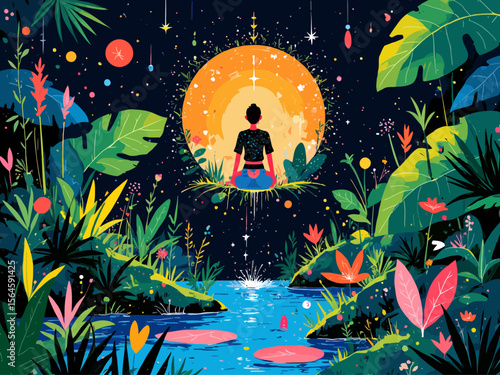  an immersive design of Amazonian plants with influences of sacred geometry and psychedelic plant medicine