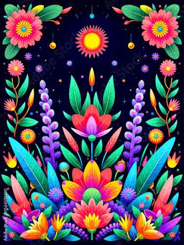  an immersive design of Amazonian plants with influences of sacred geometry and psychedelic plant medicine
