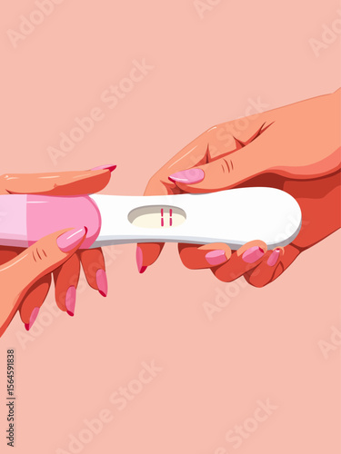  lady holding a pregnancy test kit on hand the result is positive with 2 lines showing on the kit 