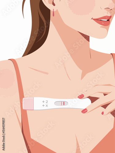  lady holding a pregnancy test kit on hand the result is positive with 2 lines showing on the kit 