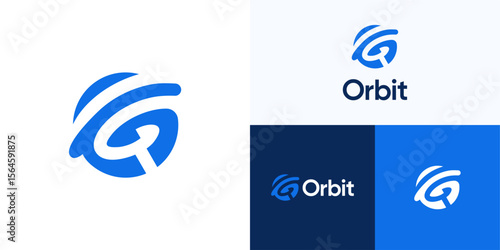 Modern letter G integrated with orbit or planet, Logo icon design vector illustration, Circle symbol initial alphabet with astrology, satellite, galaxy for global technology, brand identity business