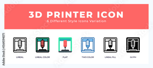 3d printer set of vector icon. For web. and mobile app