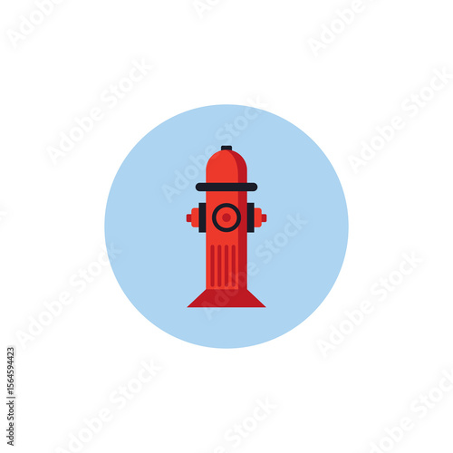 Red fire hydrant icon, simple flat design, safety symbol, city infrastructure.