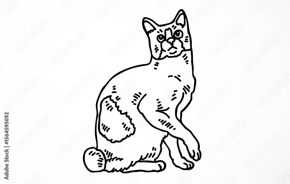 Obraz premium Bobtail Cats in Isolate Blue color Background – Domestic and Cute Pet Portraits 