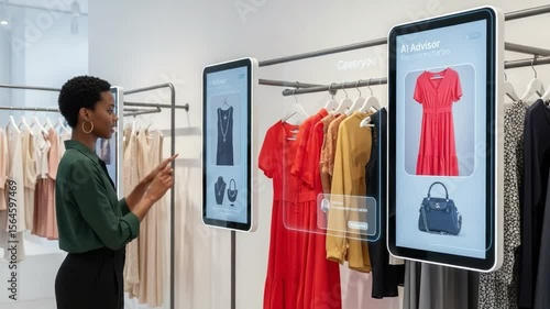 Interactive Experience With Virtual Fashion Assistance in a Modern Boutique Setting