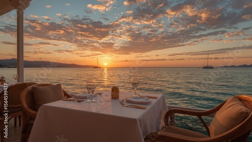 restaurant at sunset