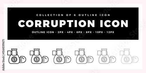 Pack of 6 Outline Vector Corruption icon