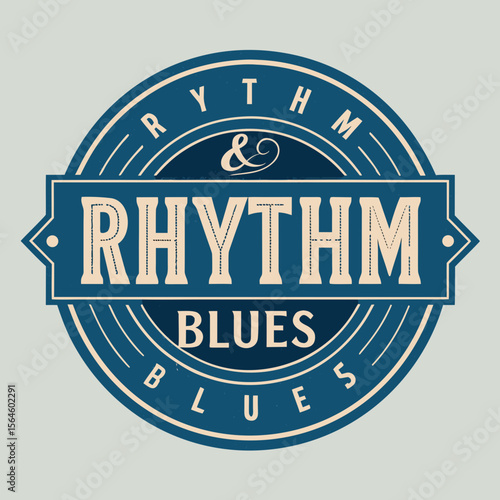 Vintage Rhythm and Blues Music Logo with Circular Design and Text.