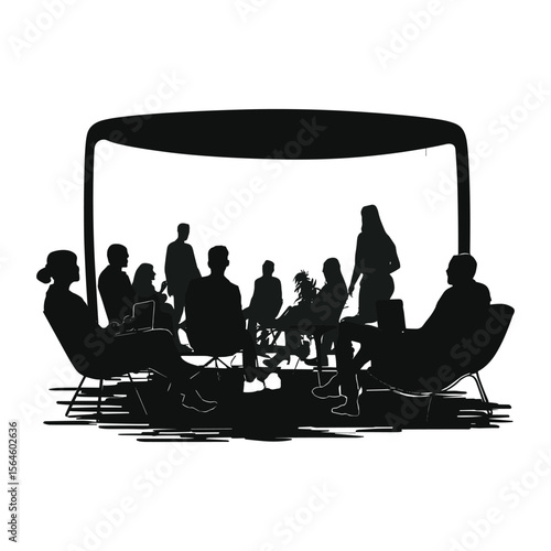 Corporate Team Sitting Around Table Silhouette