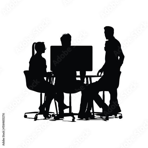 Business Meeting Silhouettes Around a Table