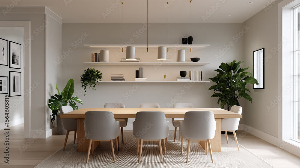 Fototapeta premium Stylish Virtual Background of Modern Meeting Room with Plants