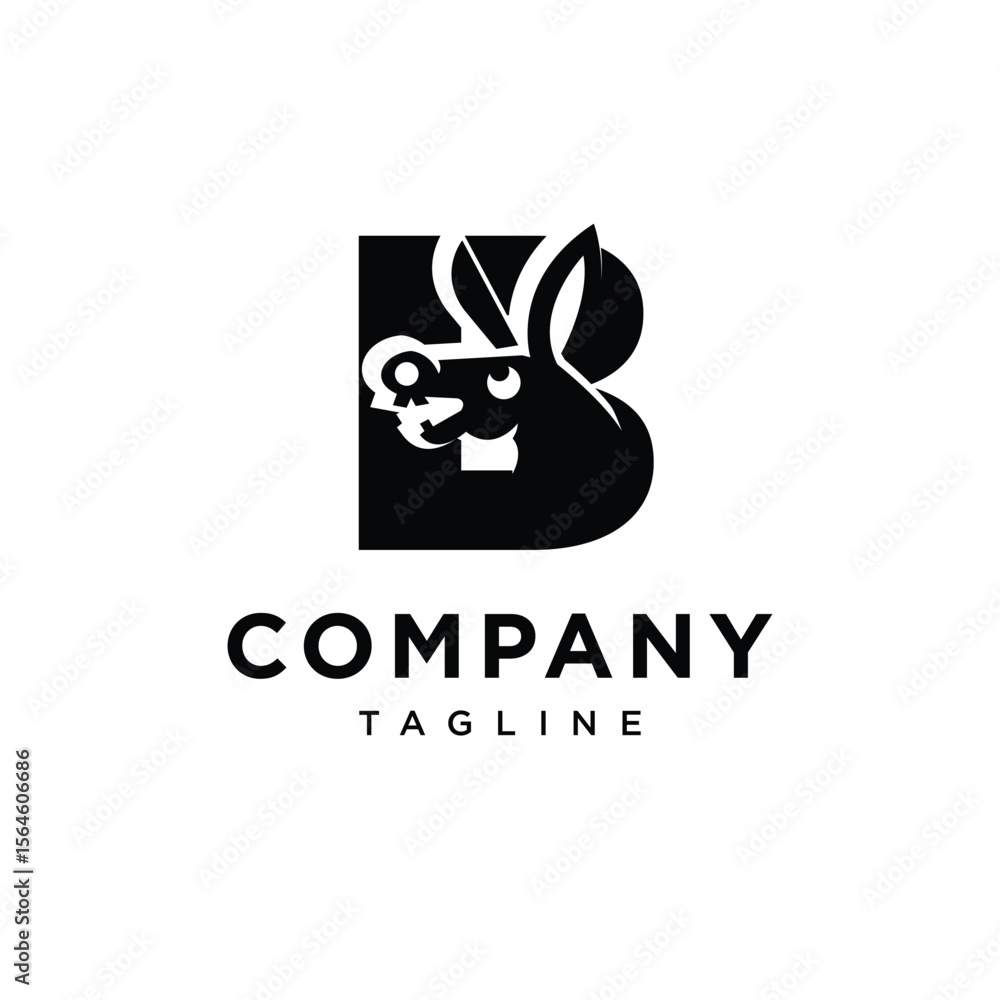 Fototapeta premium Letter B Crazy Donkey Logo Icon
