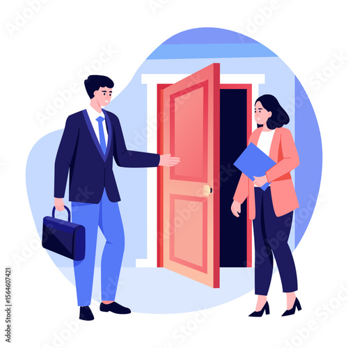 A flat style illustration showing a property buyer
