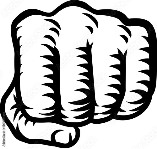 Fist hand design illustration in a vintage woodcut retro tattoo style