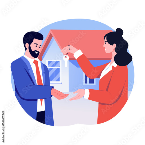 A flat style illustration showing house ownership