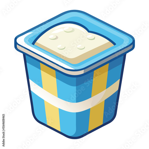 A cottage cheese container, white and full, isolated on a white background, representing healthy dairy and breakfast options