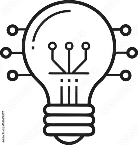 An outline icon lightbulb with binary code with white background.