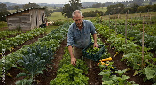 farmer working in a vegetable garden