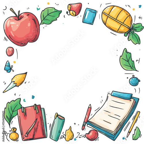 Back to school frame in doodle style