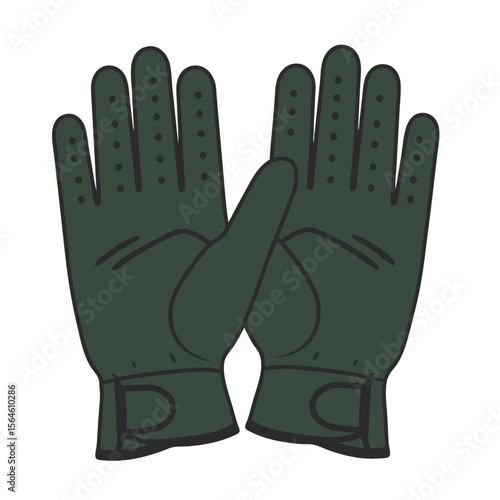 Vector icon of insulated golf gloves for winter, pair set with textured palms