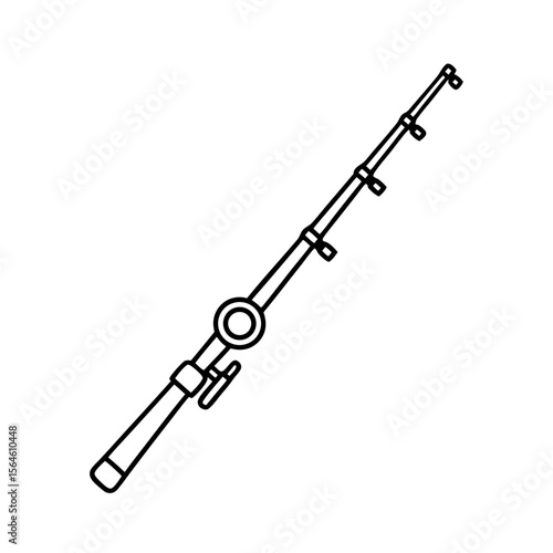 Vector icon of telescopic fishing rod, folded segments and reel seat in minimalistic design