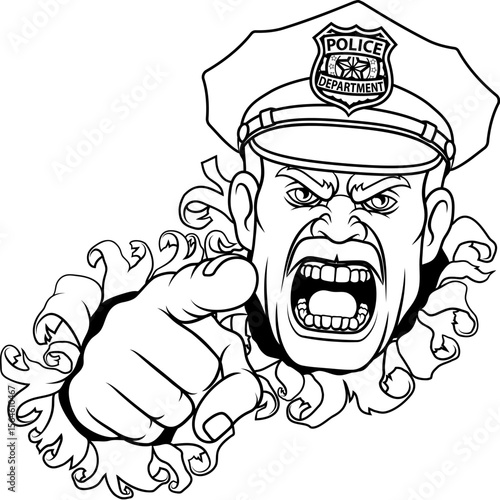 A policeman angry police man cartoon character cop illustration
