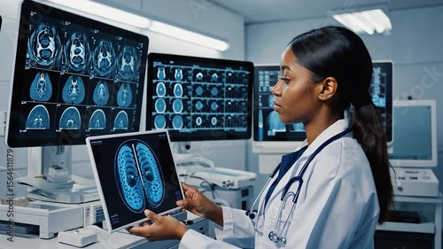 Wallpaper Mural Female doctor reviewing medical images Torontodigital.ca