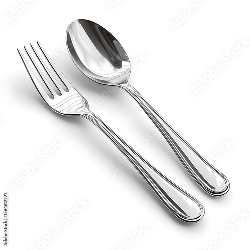 High-quality image of spoon and fork isolated on a white background. Perfect for commercial, advertising, or editorial use.