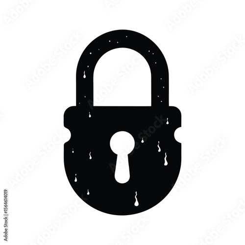 Simple black padlock with drops design silhouette vector illustration