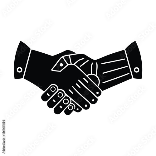 Business handshake agreement partnership deal silhouette vector illustration