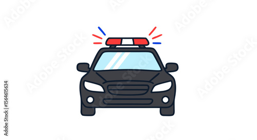 Police Car with Flashing Lights  Police Vehicle with Warning Lights Law Enforcement Vehicle Icon