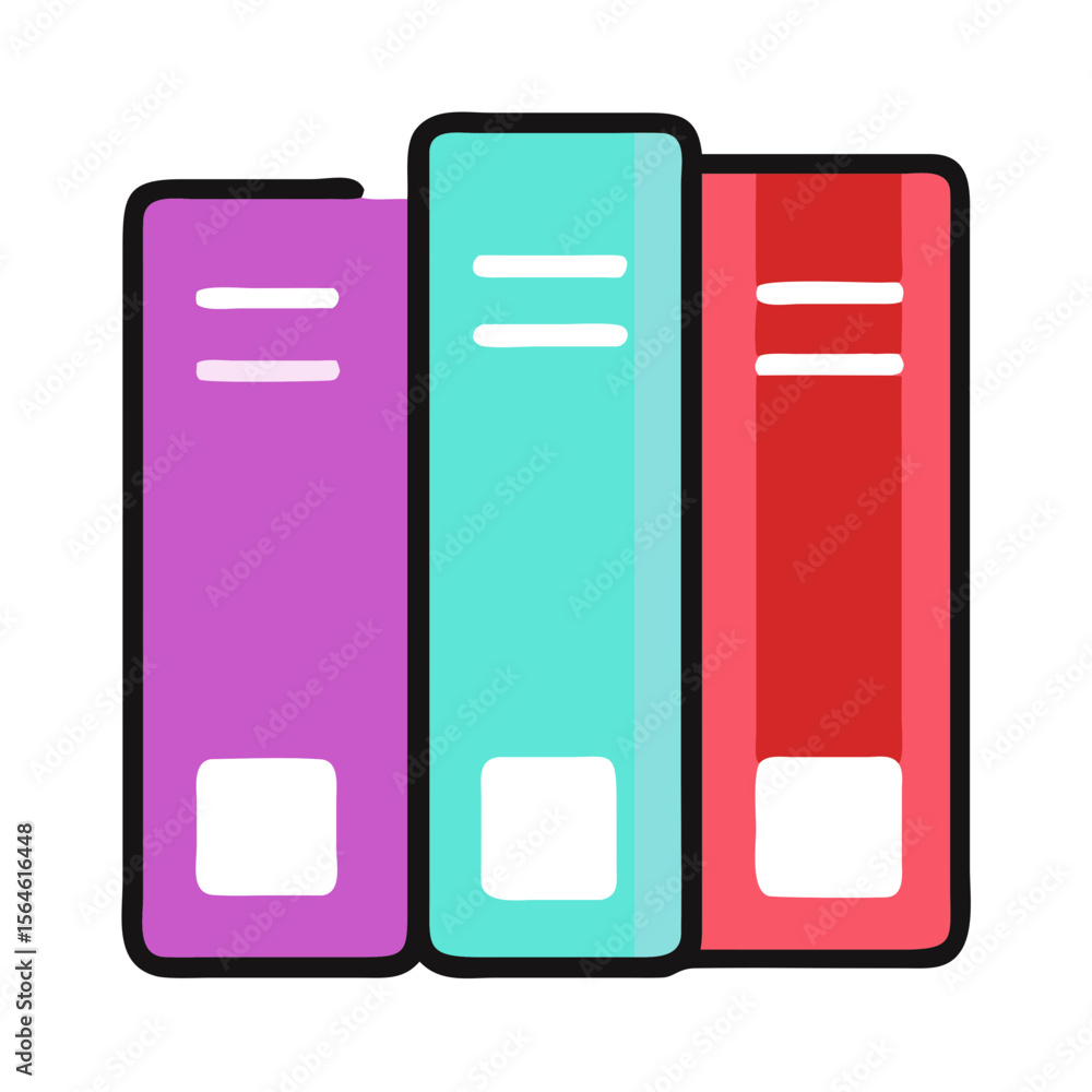 Colored binders stacked on top of each other in flat design style Colored binders stacked on top of each other in flat design style