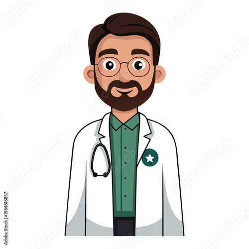 A Pakistani doctor in a lab coat with a stethoscope, symbolizing healthcare, professionalism, and medical care