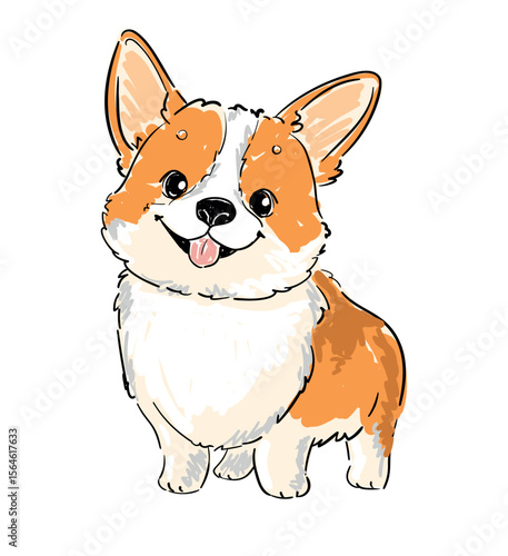 Cute Corgi hand drawn illustration vector, Kids Print t-shirt