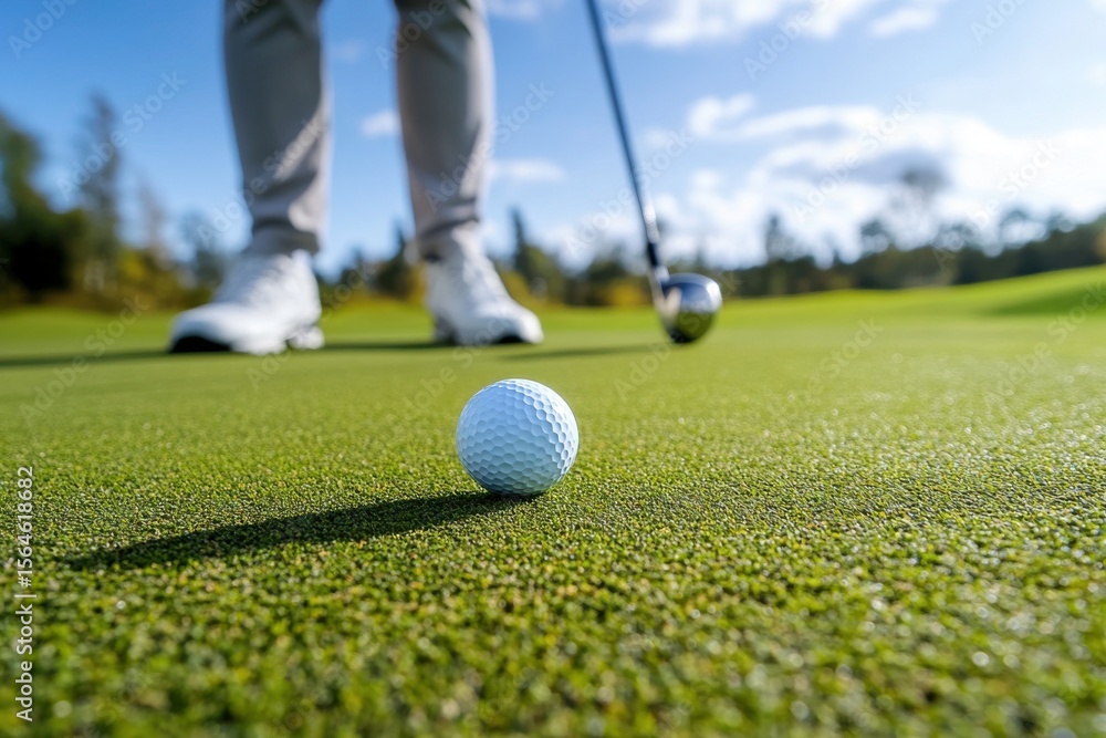 Obraz premium golfer putting golf ball into hole