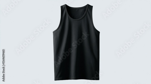 Blank black tank top against a plain background. High quality
