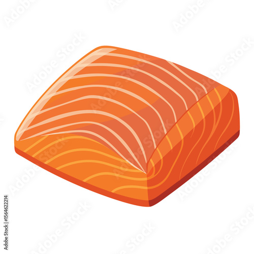 A piece of salmon fillet, raw and fresh, isolated on a white background, symbolizing healthy seafood and gourmet cooking