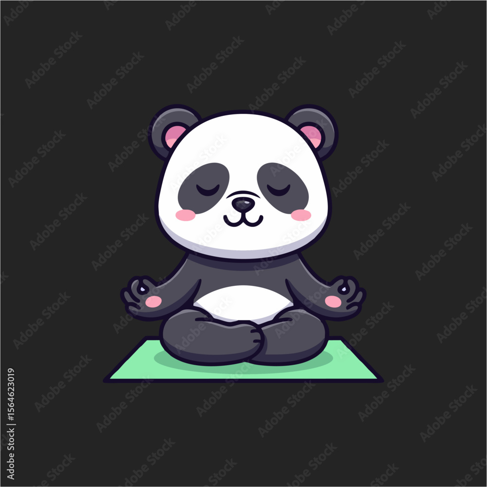 Naklejka premium Zen Panda Peaceful Yoga.eps
