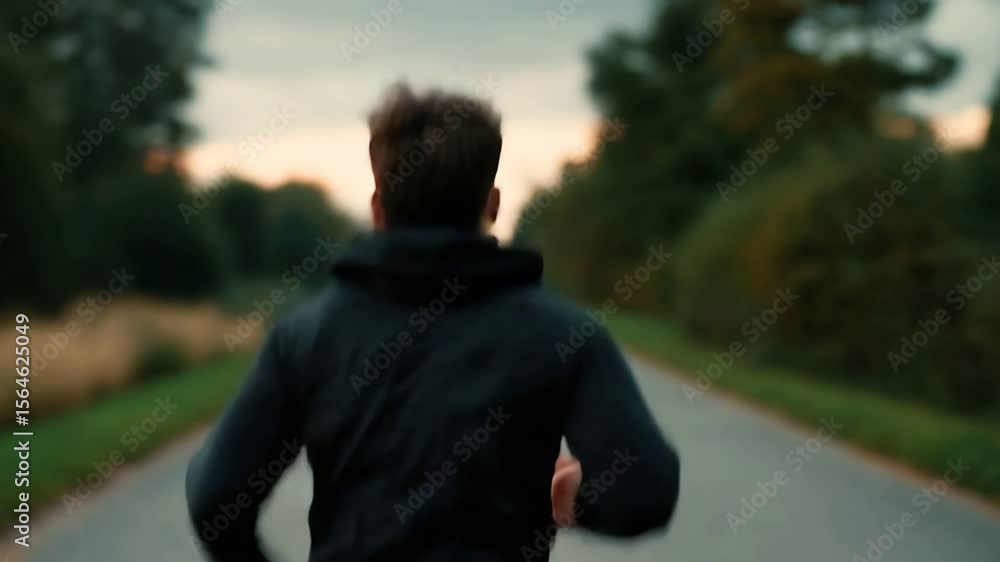 Man Jogging on Country Road at Sunset Man Jogging on Country Road at Sunset
