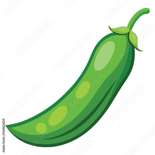 A single green bean, crisp and fresh, isolated on a white background, symbolizing healthy vegetables and natural produce