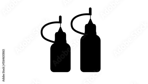 Fine applicator squeeze bottle, black isolated silhouette