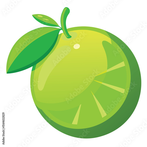 A vibrant green lime, fresh and zesty, on a clean white background, ideal for drinks and healthy food concepts