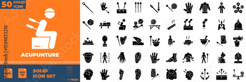 PriAcupunture Solid Editable Icons set. Vector illustration in modern thin solid style of acupunture icons: threapy, chinese, alternative, etcnt