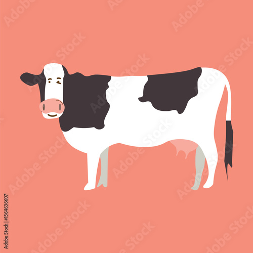 Cow Standing Farm Animal Illustration