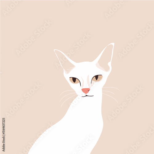 Elegant White Cat Portrait on Pastel Background