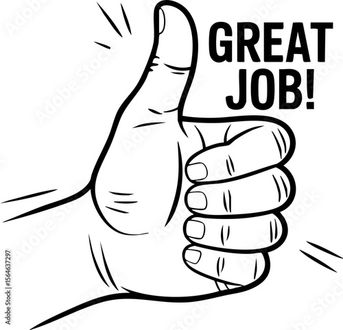 Great Job! Thumb Up Gesture Illustration