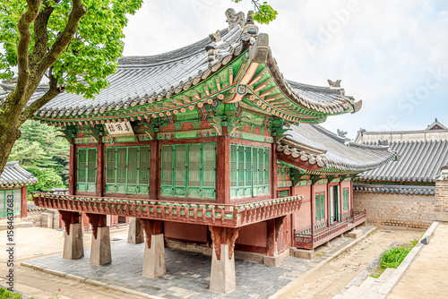 Canvas Print View at the Changdokkung Palace complex in the streets of Seoul City in South Ko