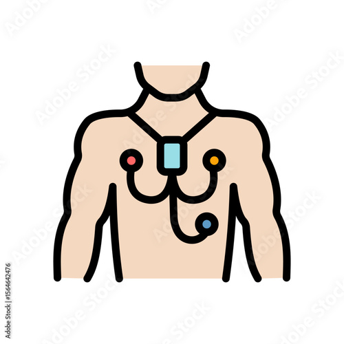 Ecg Screen Vector Color Icon. Portable ECG Monitor. Dynamic ECG System. Digital Heart Rate Analyzer and Recorder System. Medical symbol isolated on white background.